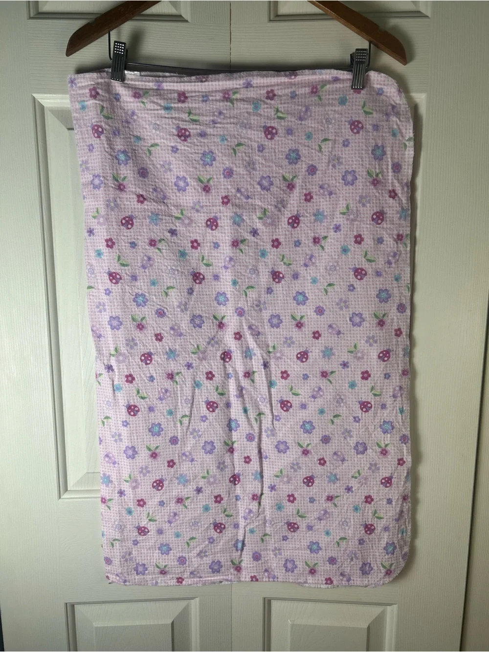Messages from the Heart Pink Purple Floral Baby Receiving Blanket Ladybug